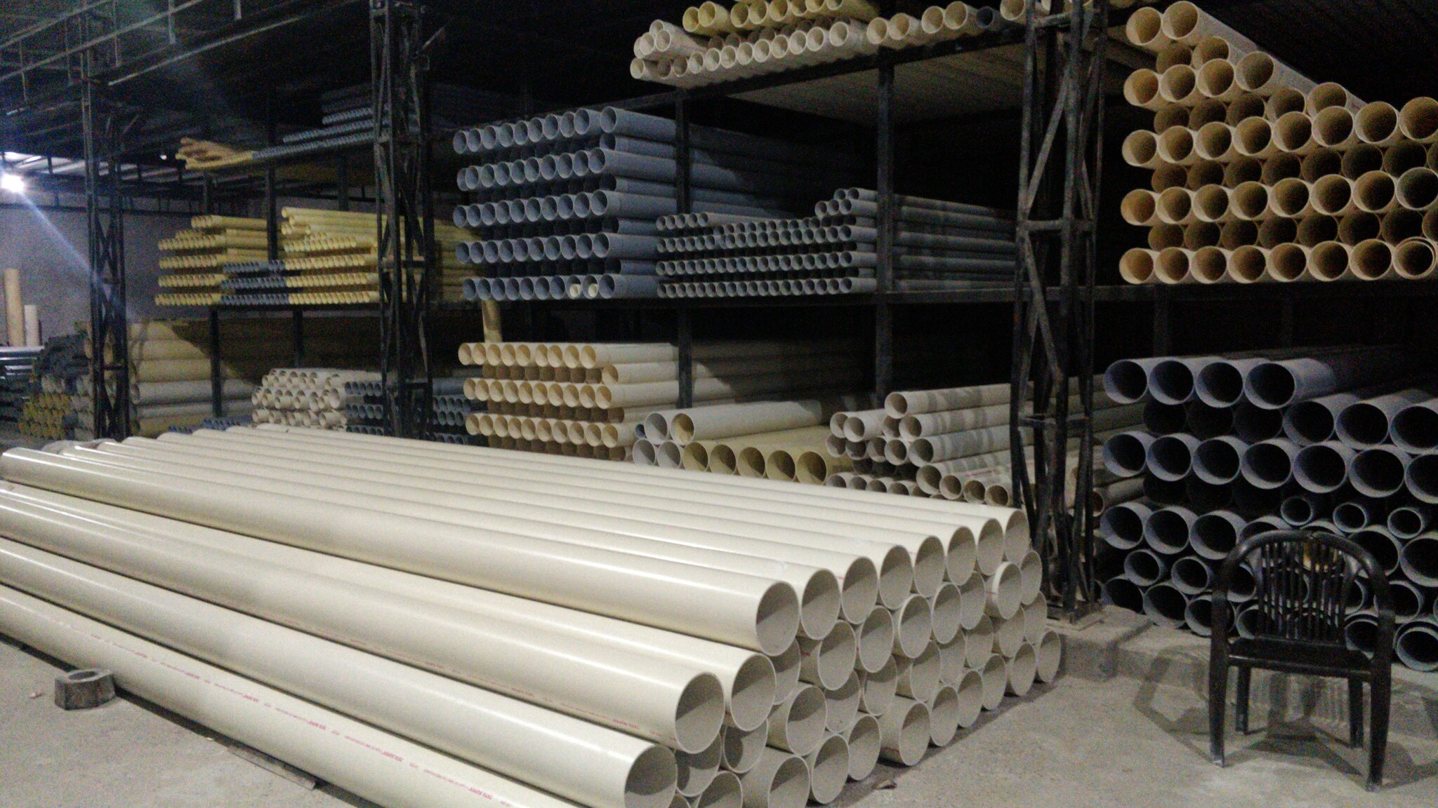 PVC and uPVC pipe stock at Shiv Shakti Polytube factory